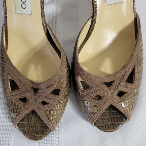 Jimmy Choo Brown Peep Toe Heels 38.5 8.5 - Picture 8 of 15
